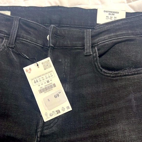 Zara men’s distressed jeans black size us 34 / slim fit - Picture 4 of 13